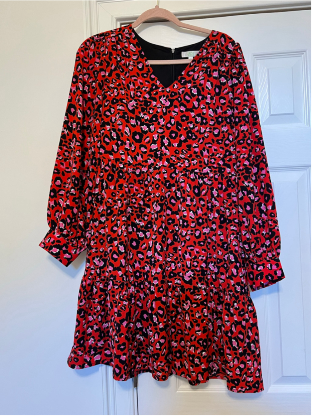 Women's Jade Melody Tam Mini Dress Size S Red Black Animal Print